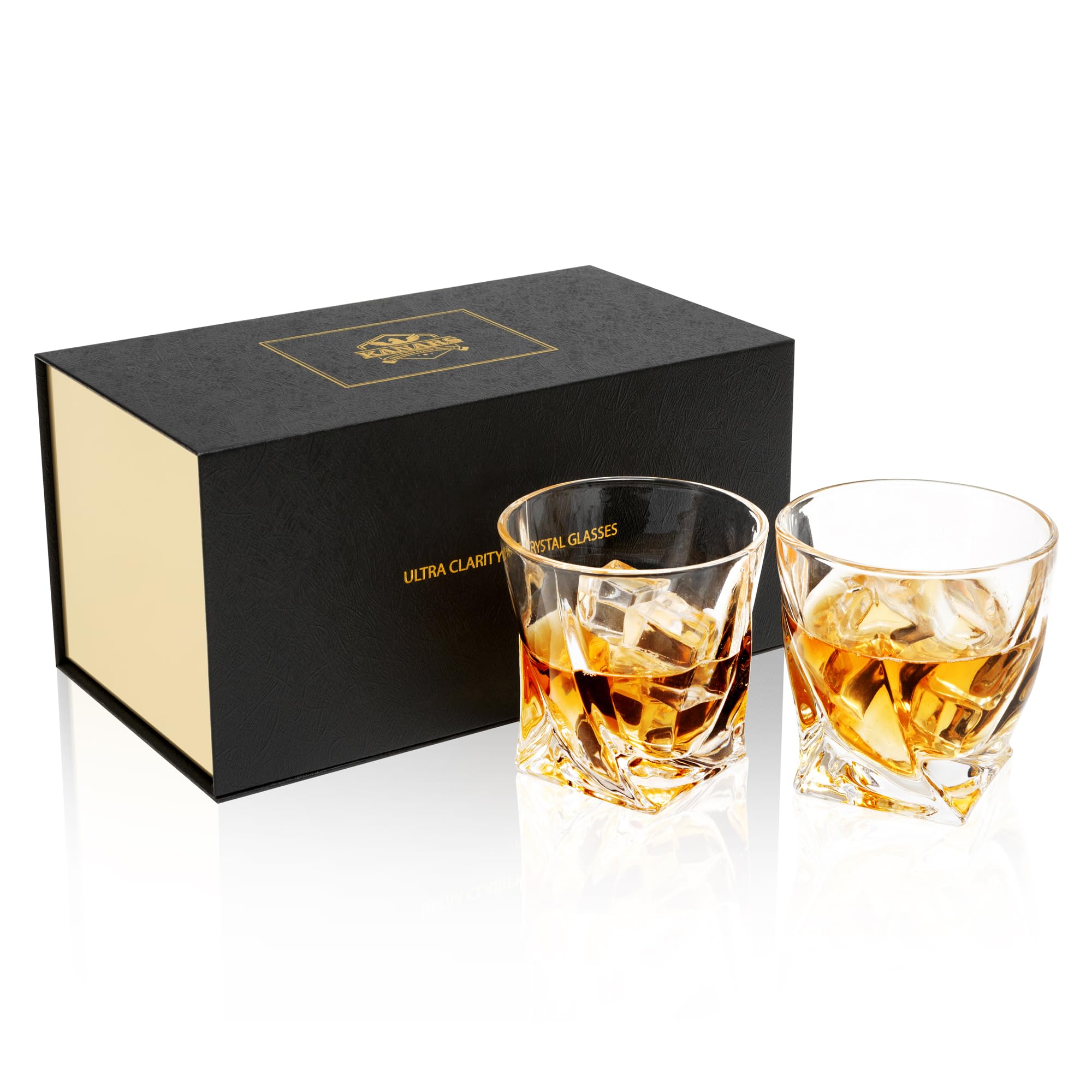 KANARS Bicchieri Whisky, Bicchiere Cocktail e Whiskey Cristallo, 300ml, Set di 2 Pezzi, Bellissimo Regalo