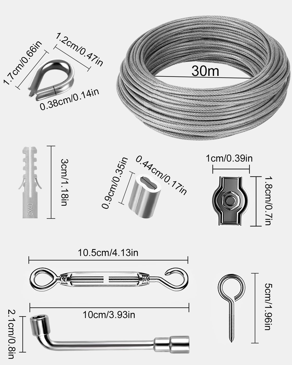 3 mm 30 m linka stalowa