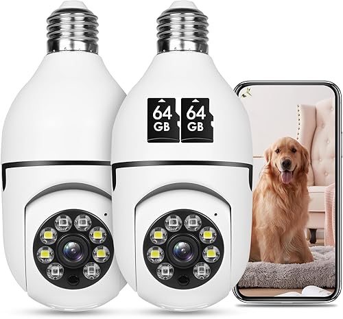 Foco cámara de seguridad HD Pan Tilt inalámbrico 360 grados reflector visión nocturna 5Ghz con reflector detección de movimiento humano y alarma,