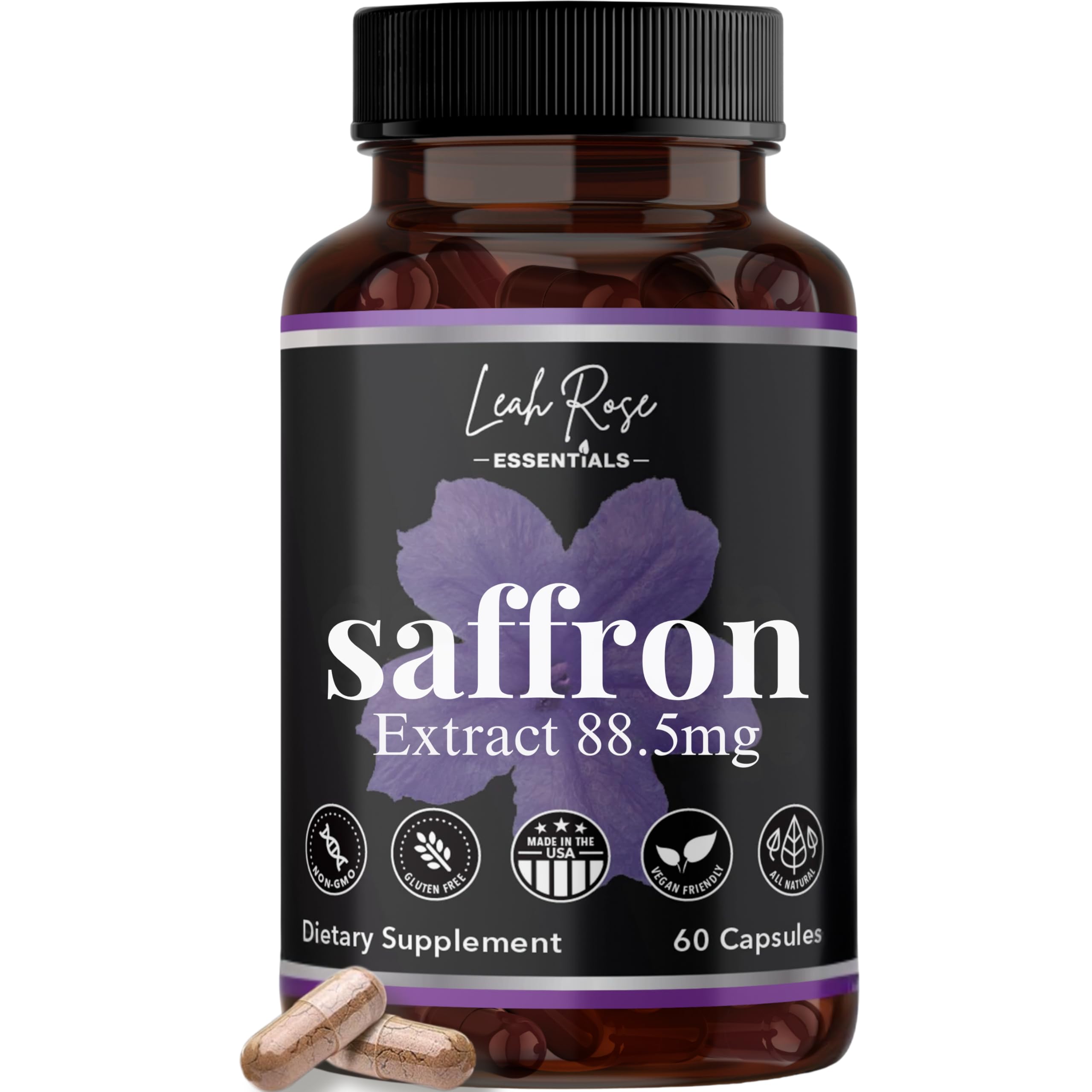 Amazon.com: Leah Rose Essentials Saffron Supplement 88.5mg | Mood
