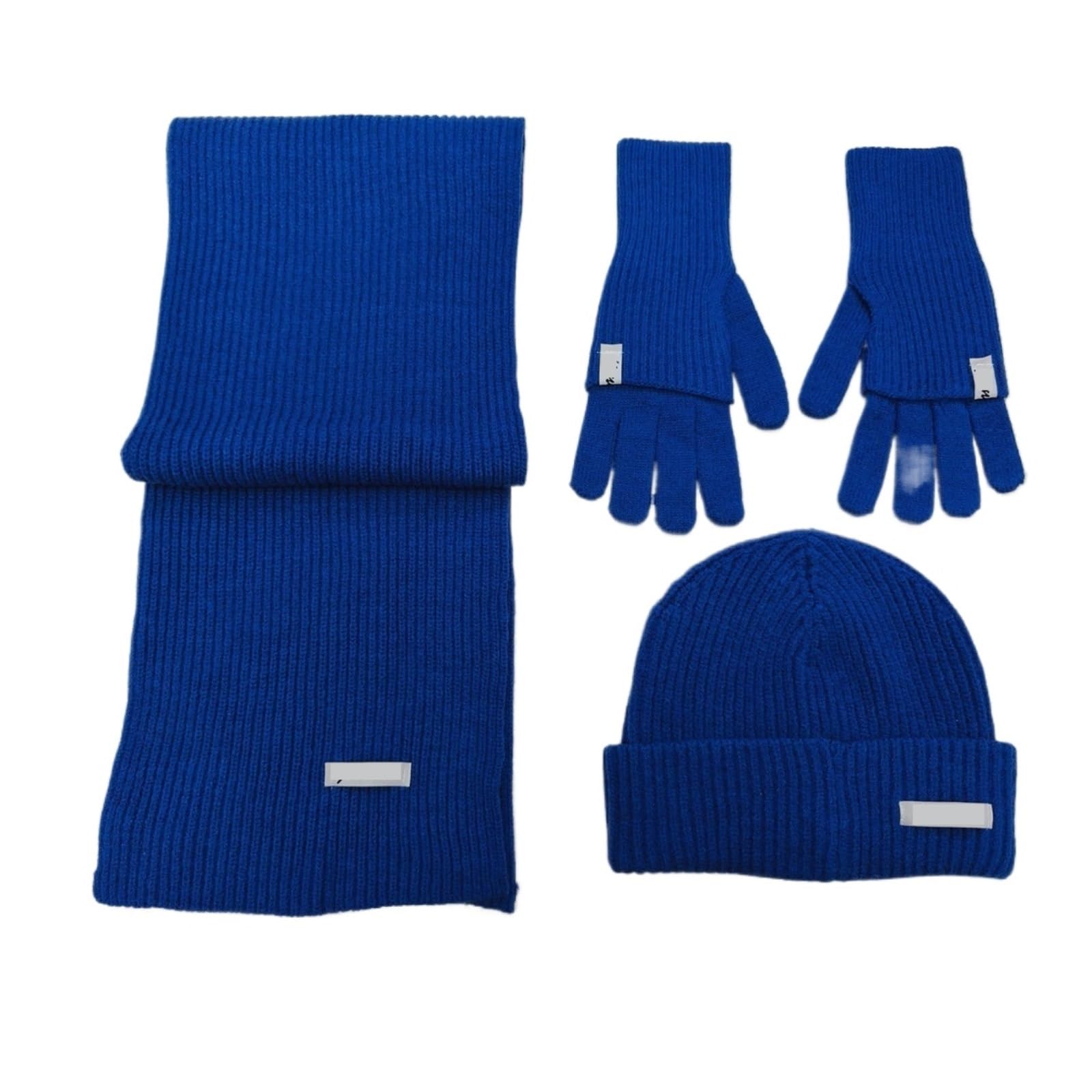 Ensemble écharpe bonnet et gants tricotés doublés chauds et doux - 6