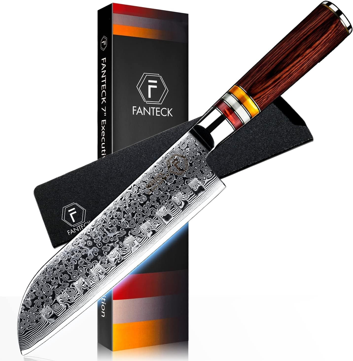 [7 Inch]Santoku Knife,FANTECK Kitchen Knife VG10 Damascus