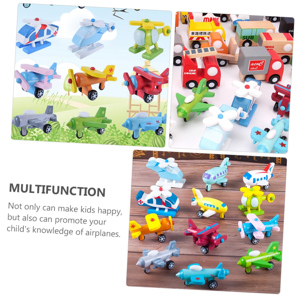 NOLITOY Mini Aviones de Madera 12 Piezas Modelo para Niños y Bebés