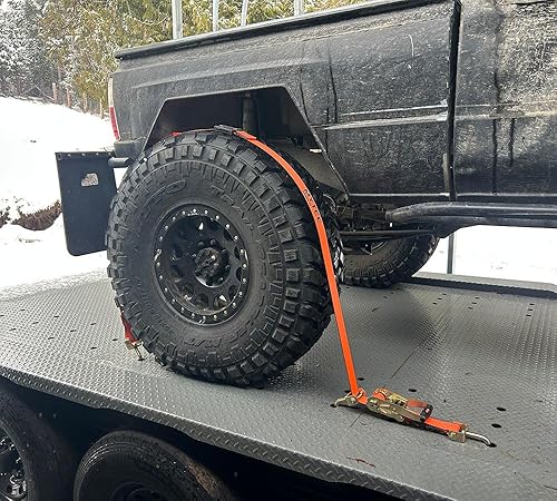 Miniatura 9 de Mytee Products Paquete de 8 correas de rueda de neumáticos de 2 x 9 pies con ganchos giratorios en J y bloques de goma para transportadores de