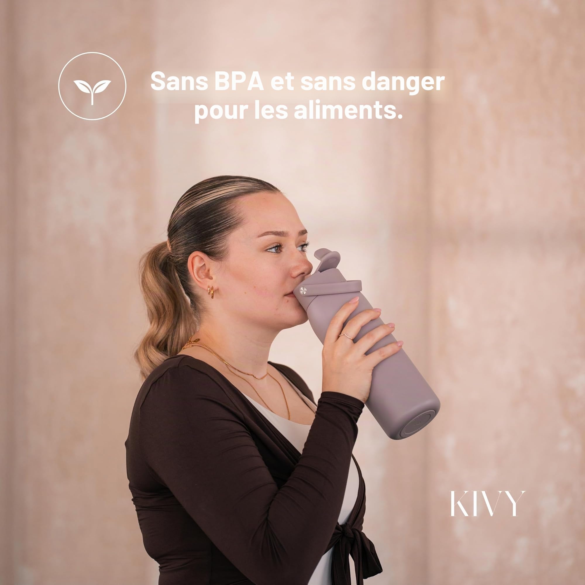 KIVY Gourde en acier inoxydable 1 l avec paille - Bouteille isotherme de 1 l - Passe au lave-vaisselle - Gourde Gym & Fitness - Gourde isotherme en acier inoxydable - Bouteille isotherme | 24 heures de froid, 12 heures de chaleur, anti-fuite, isotherme, b
