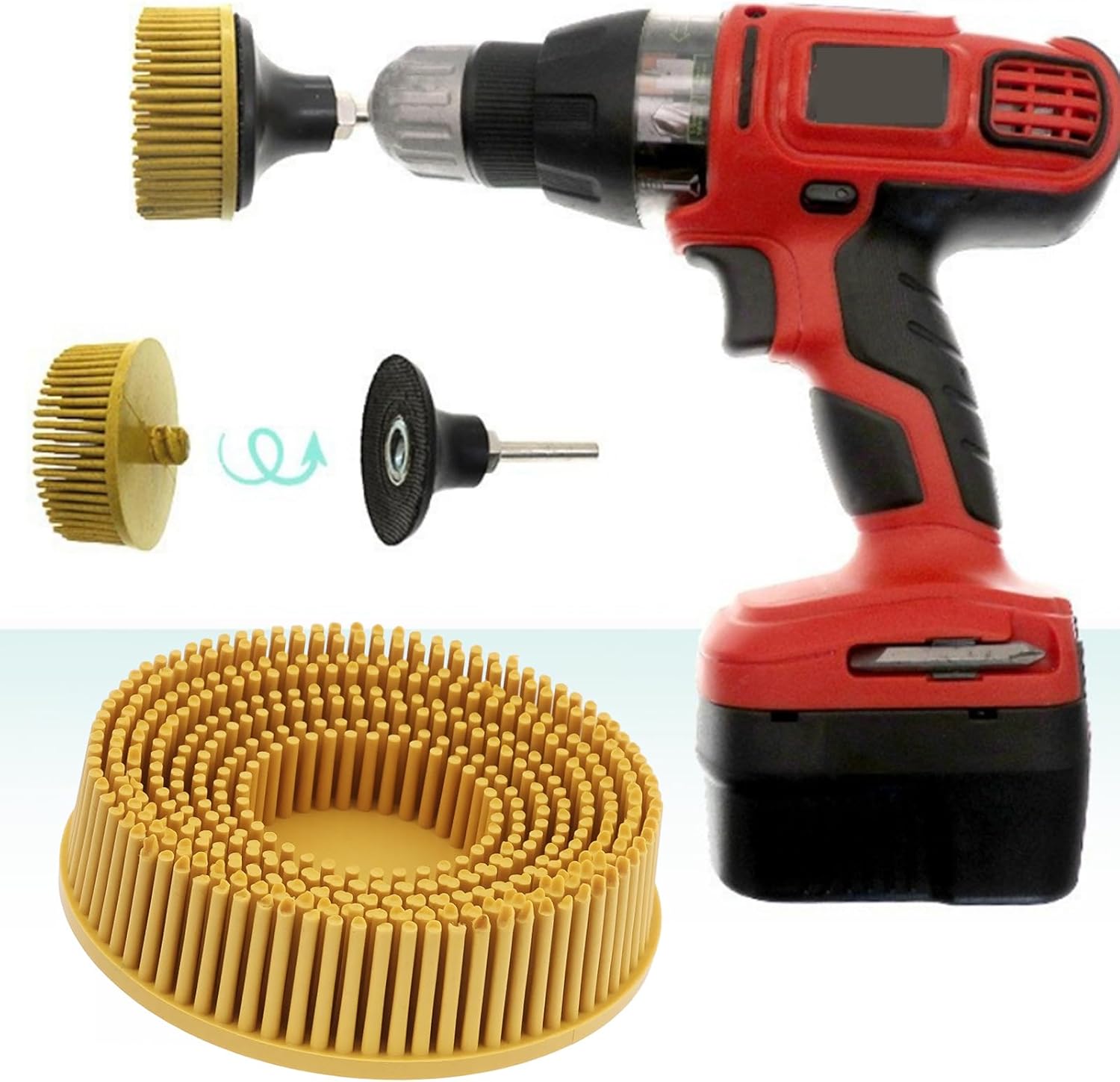 3Inch Abrasive Bristle Disc 80 Grit R-Type Abrasive Brush for Deburring Metal De-Rusting Finishing