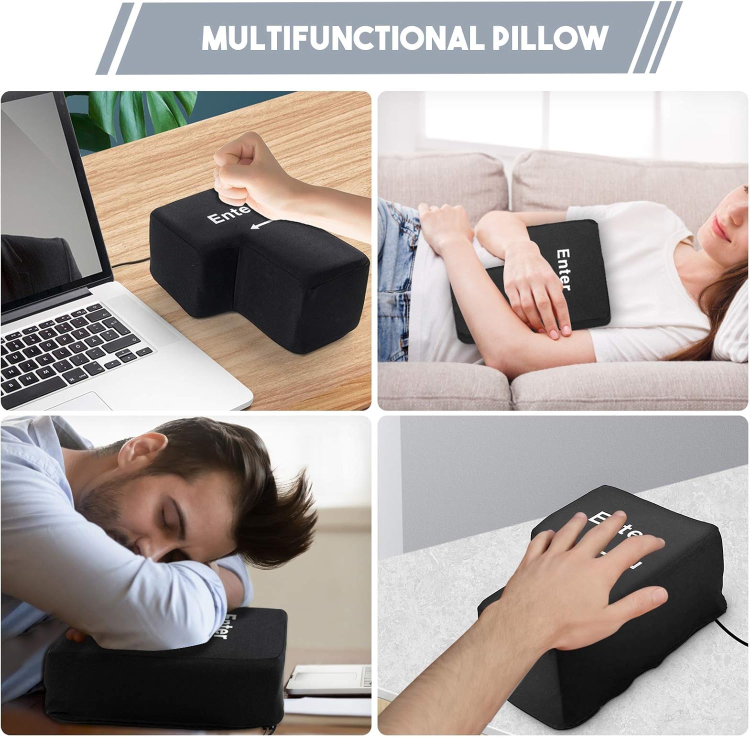 Grande Touche d'entrée,Gros Bouton Entrée,Touche Entrée avec Coussin de Bureau Clavier USB Gadget pour Anti-Stress,Outils de Soulagement du Stress pour le Bureau,Grand Coussin de Touche d'entrée