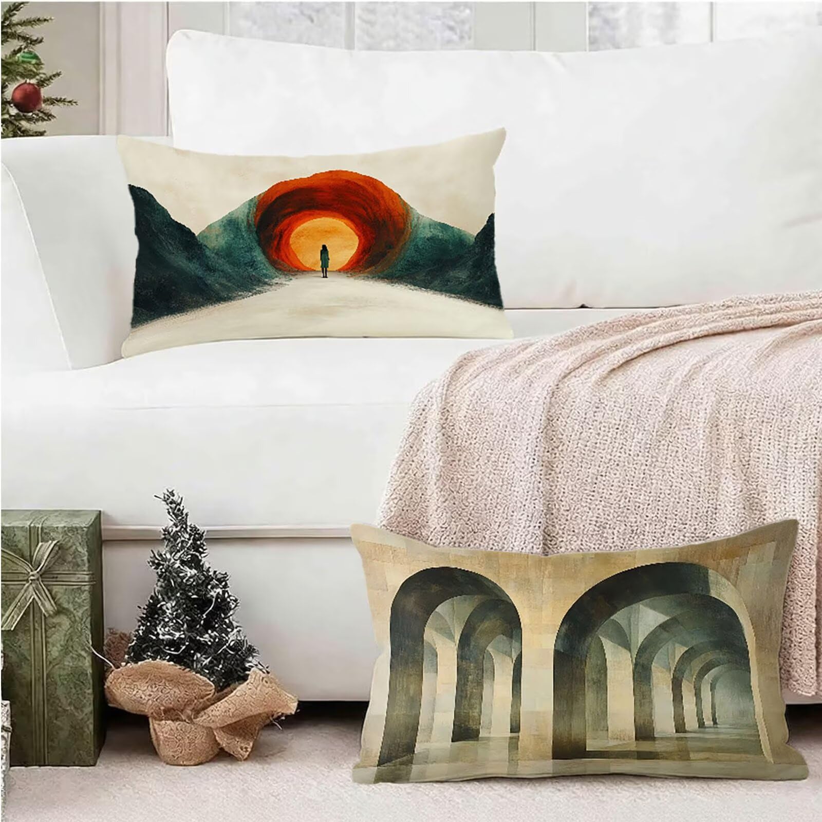 Federe Cuscino 70x90 Set di 2, Verde Federe Cuscini Divano Lino, Rettangolari Copricuscini 70x90cm Con Cerniera Invisibile, Copricuscino per Camera Letto Casa Decorazioni Regalo, Semplice kj-2767