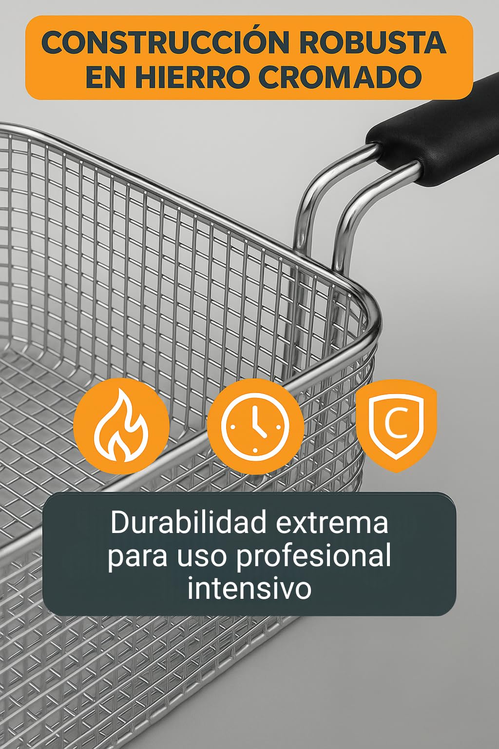 RO Linea Blanca ® Cesta Freidora Industrial Compatible Con Elframo Repagas Acero Inoxidable Mango Fijo Alto Medidas 215x375x120mm Repuesto Profesional Fritura Profunda Hosteleria Universal