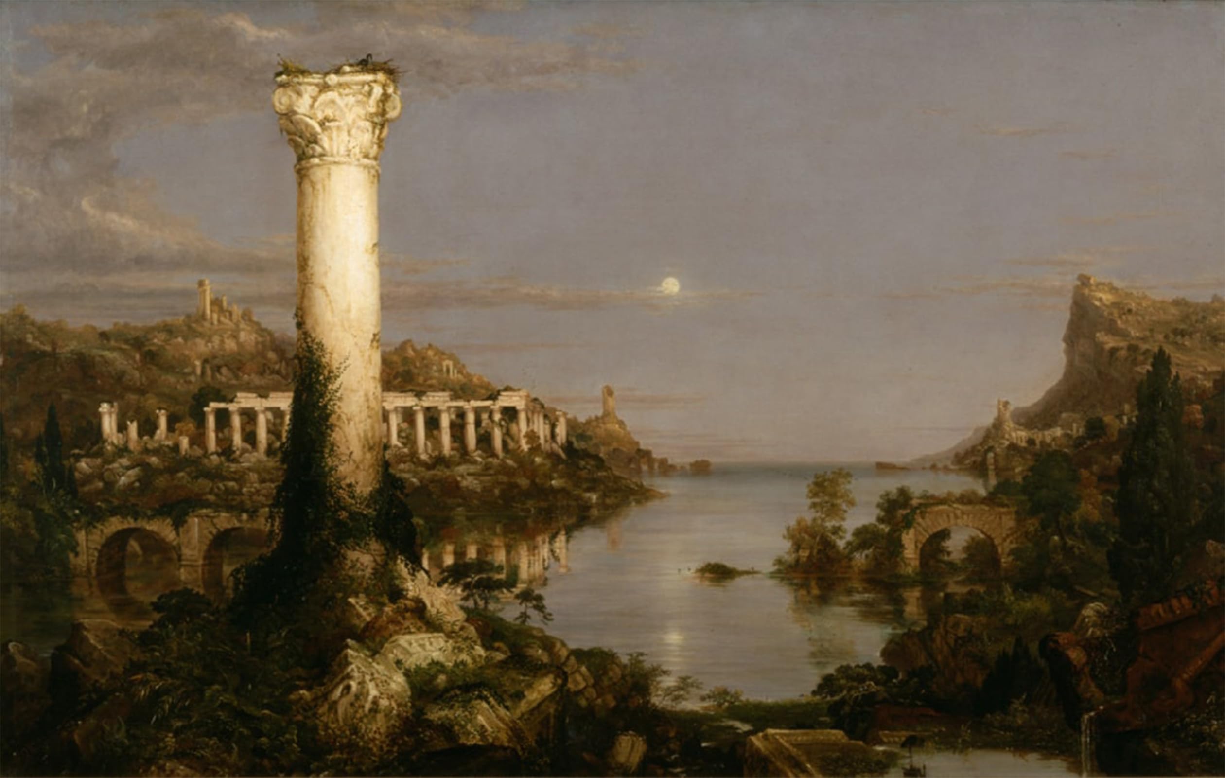 ARTXLXXBN Famous Painting Art Wall Decor Abstract Art Picture the Course of the EmpireDesolation by Thomas Cole Animal Pictures for Home Decor 60x90cm