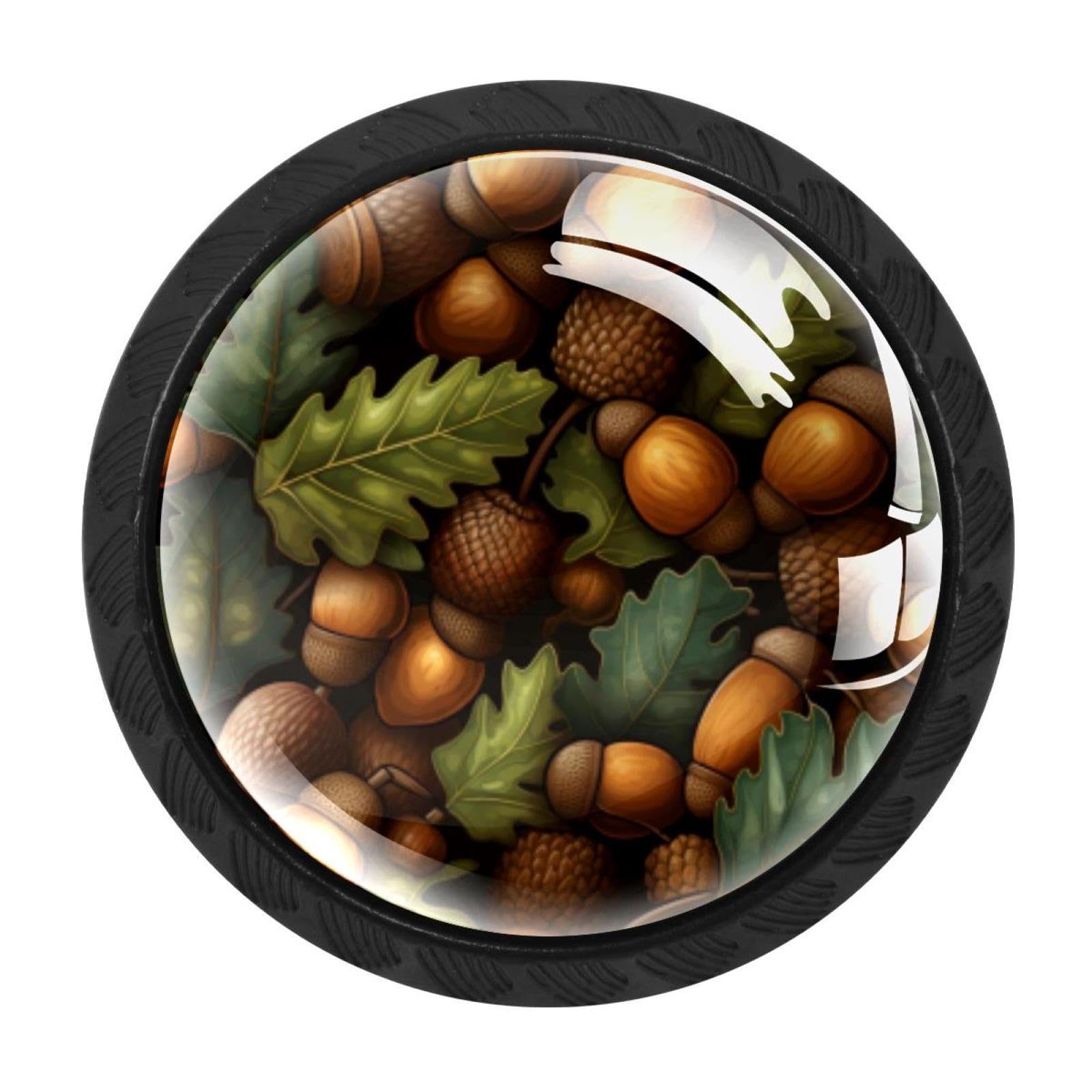 CHENZZZZ 4 pcs Thanksgiving Acorn Cabinet Knobs Crystal Drawer Pulls for Kitchen, Bathroom Cabinet, Dresser and Cupboard