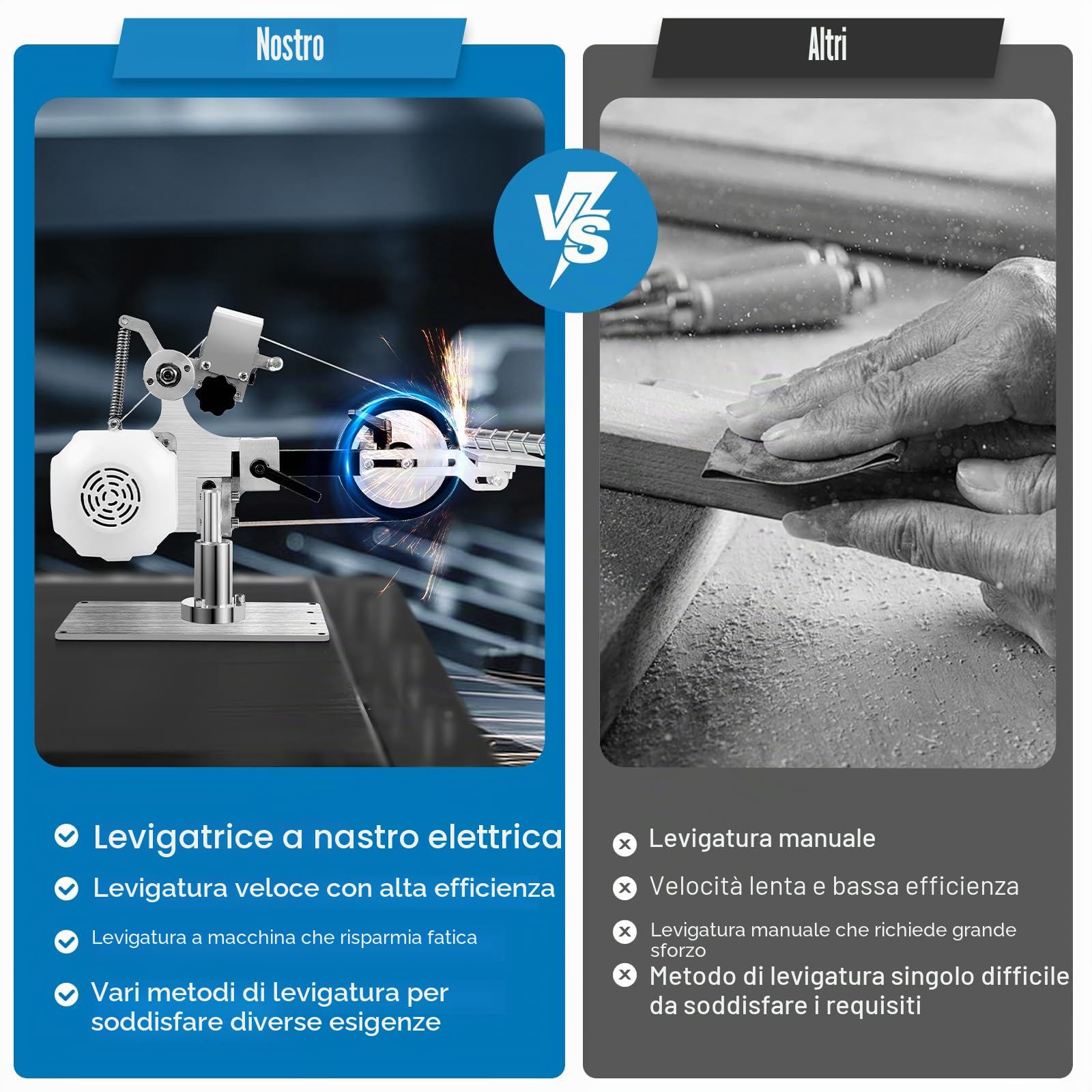 Levigatrice a nastro, lucidatrice e motore senza brushless 220 V, 762 x 25 mm