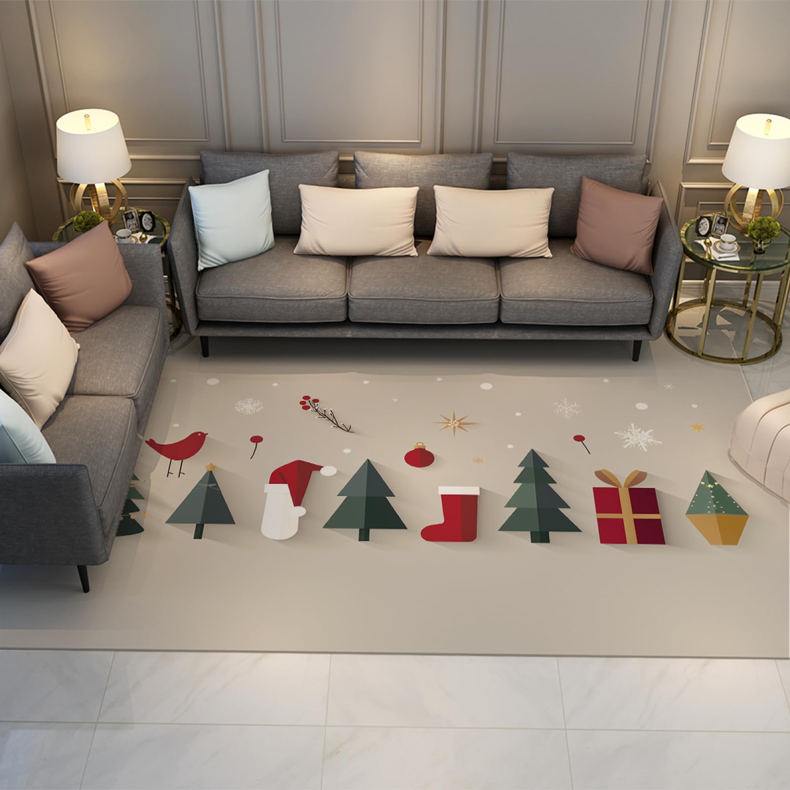 Tapis lavable avec support en caoutchouc durable de Noël