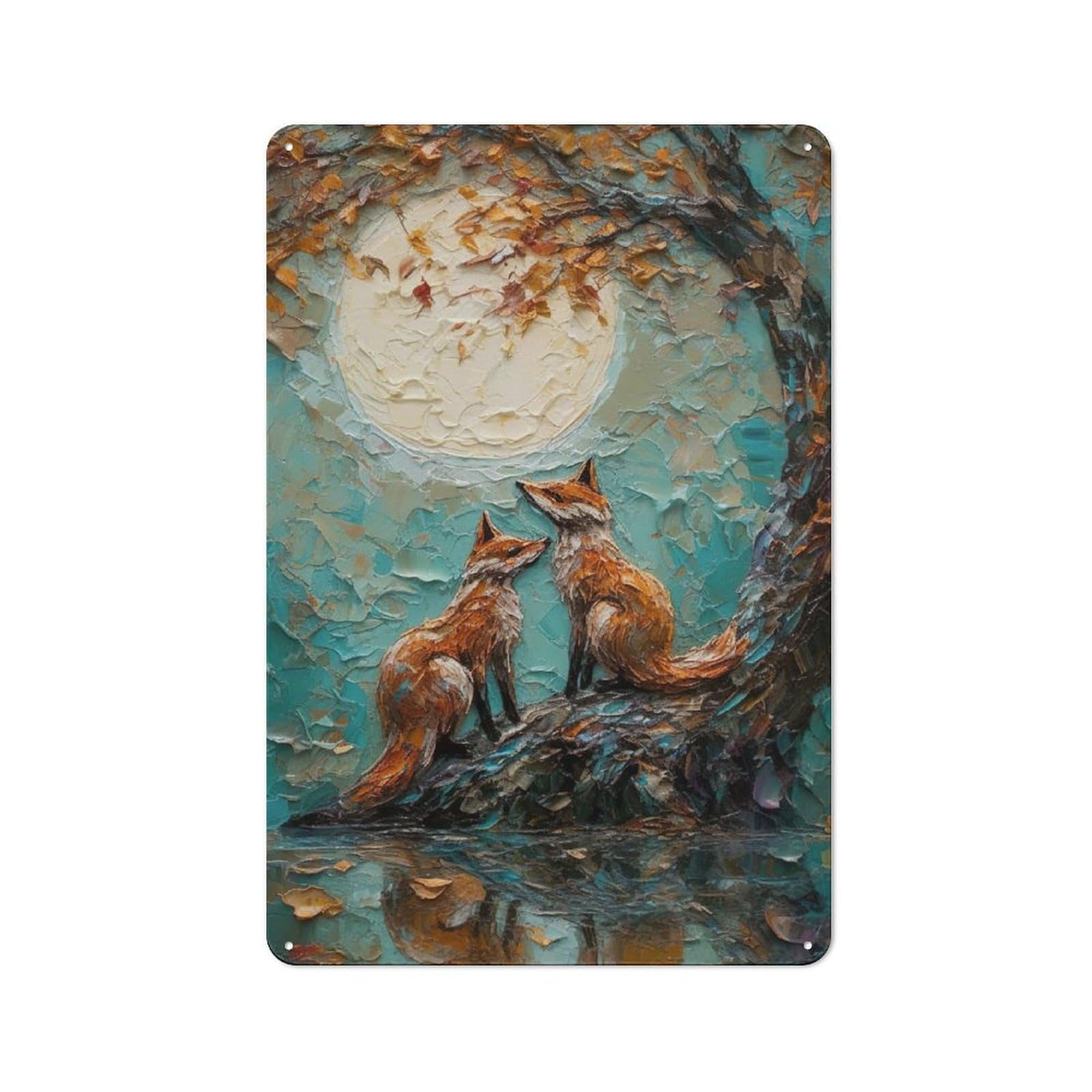 Junmoney Fox In Love Retro Metal Sign 30X20cm For Garage Wall, For Home Interiors And Metal Sign Collectors