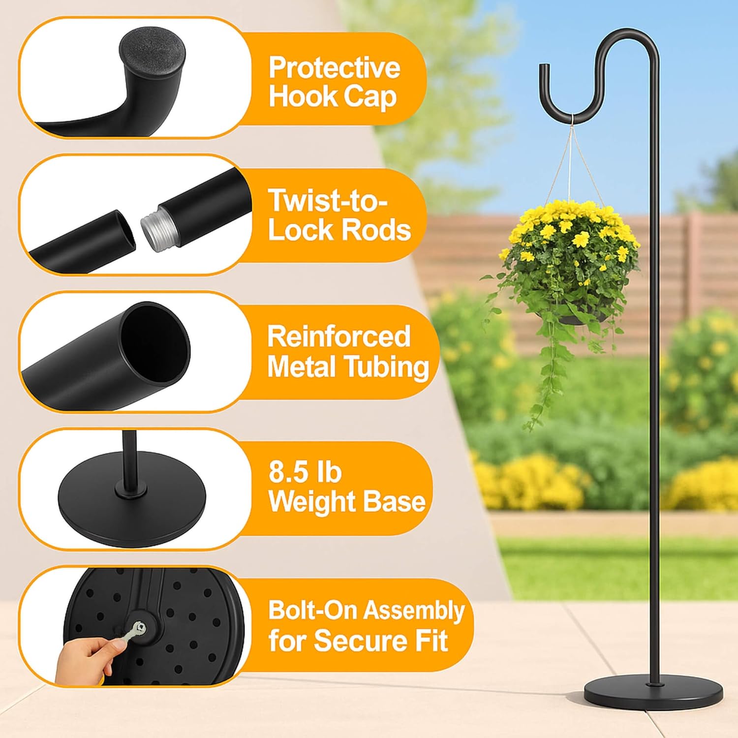 59" Wind Chime Stand, Hanging Plant Stand, Hummingbird Feeder Stand, Heavy Duty, Suitable for Outdoor Indoor, Holds Up to 11 LBS