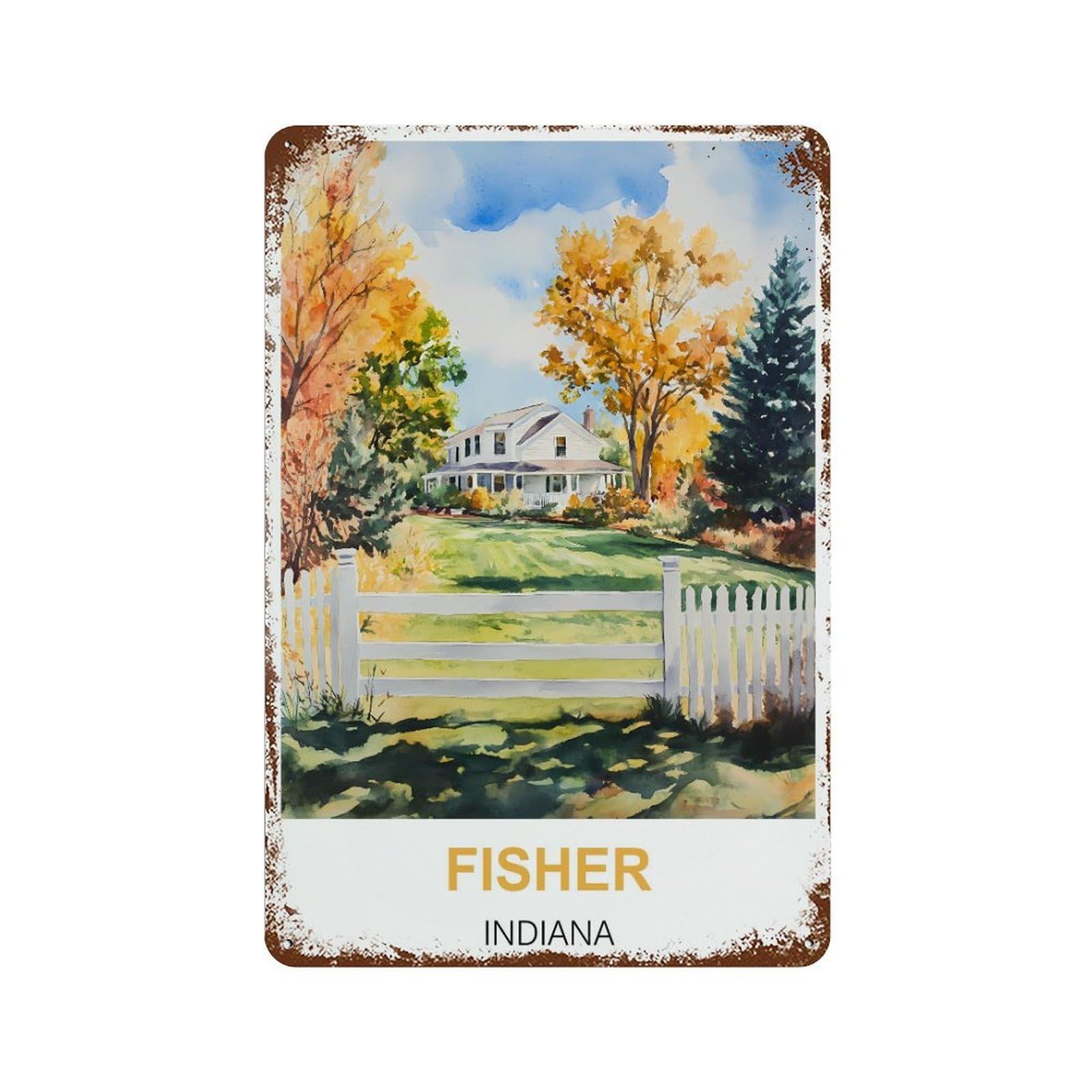 Indiana Retro Design Tin Paintings Vintage Tin Sign 08x12inch(20x30cm) Wall Art for Home Office Bedroom Living Room Cafes Wall Decor
