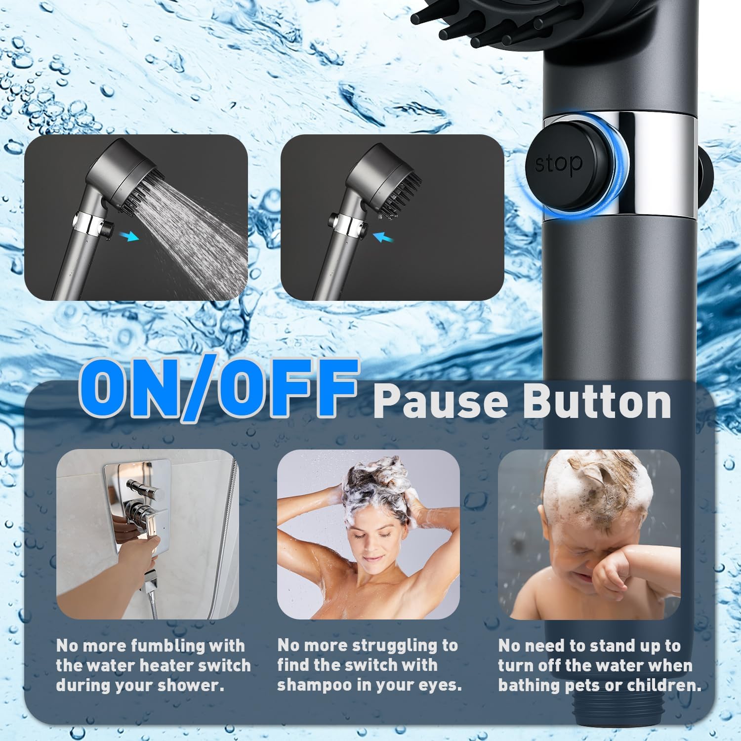ed Shower Head with Handheld High Prure 4 Spray Showerhead