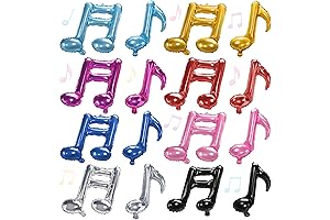 16 Pcs Music Note Foil Balloons 16'' Music Note Foil Mylar Balloons...