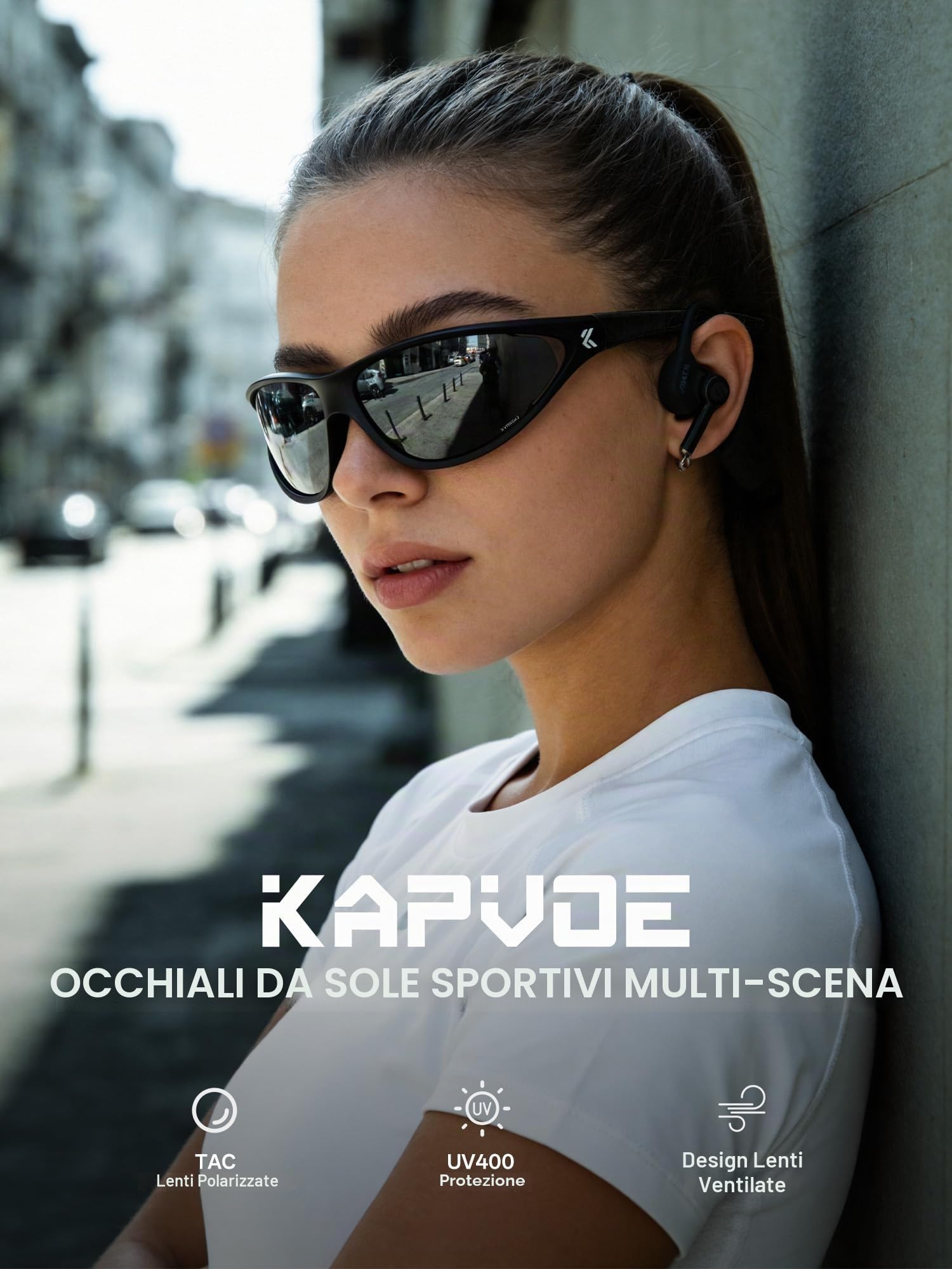 KAPVOE Occhiali da Sole Sportivi Polarizzati Uomo Donna, 24,5 g Occhiali UV400 Leggeri per Ciclismo Corsa Pesca Trekking K568A