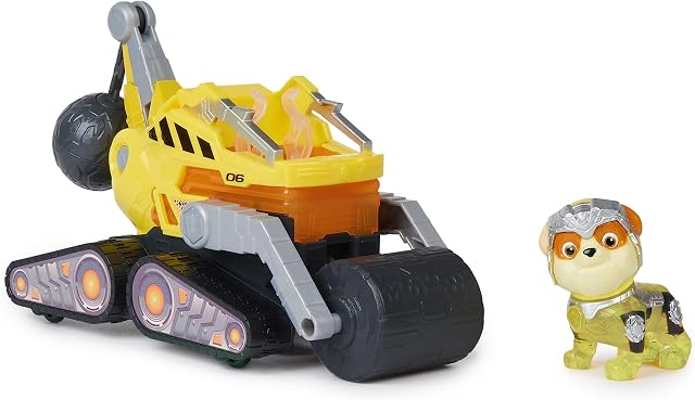 Paw Patrol: The Mighty Movie, Construction Toy Truck with Rubble Mighty Pups Action Figure, Lights and Sounds, Kids Toys for Boys and Girls 3+