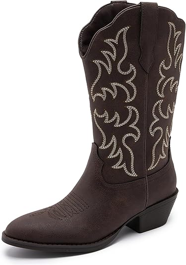 Cowboy Boots for Women - Classic Embroidery Traditional Style Cowgirl Boots, Comfortable Western Boots
