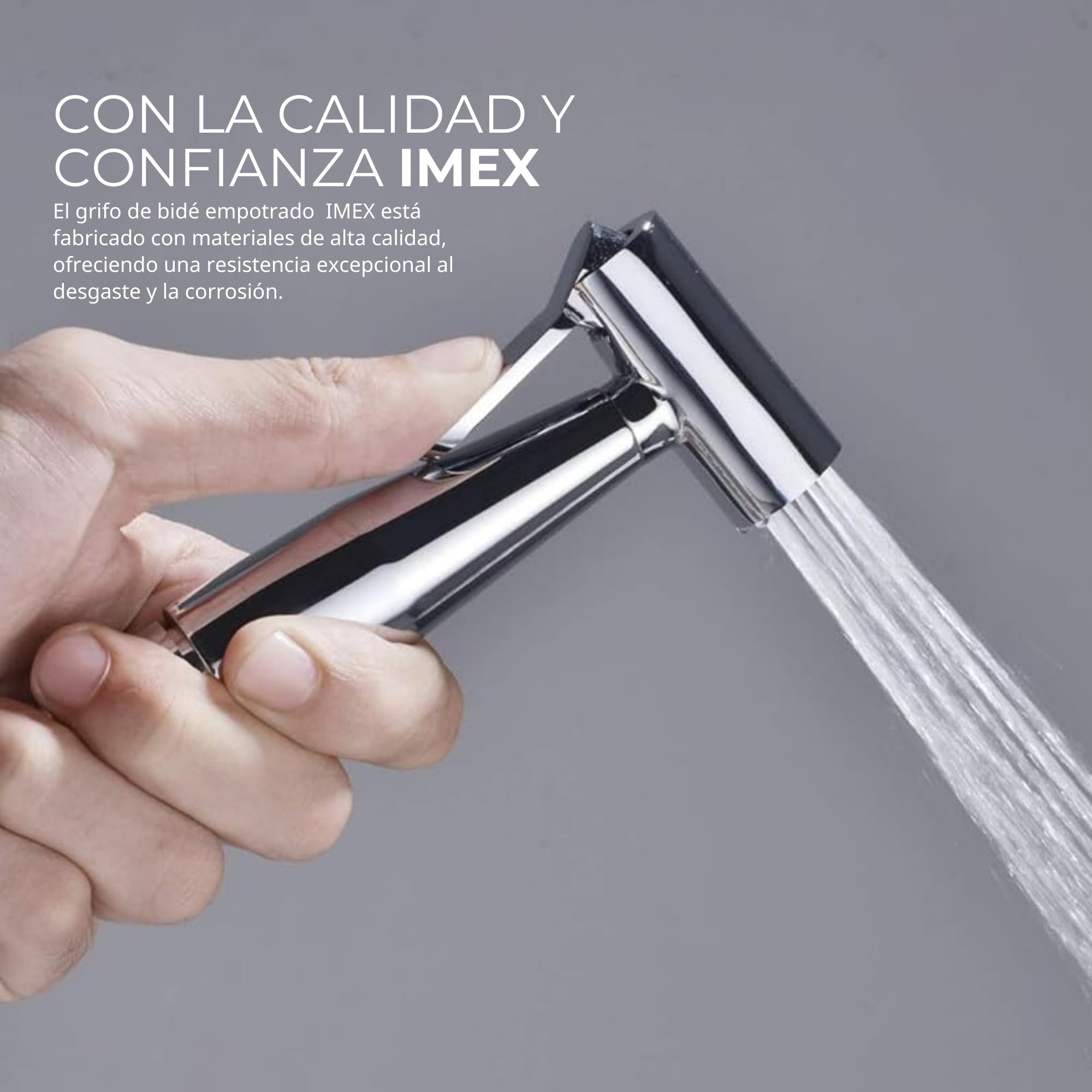 IMEX - Ducha Bidet Agua Fría Color Cromado | Grifo Bidet Empotrado para WC Cromada | Ducha Higiénica Monomando para Inodoro | Grifería Sustituto de Bidé | Serie Ness