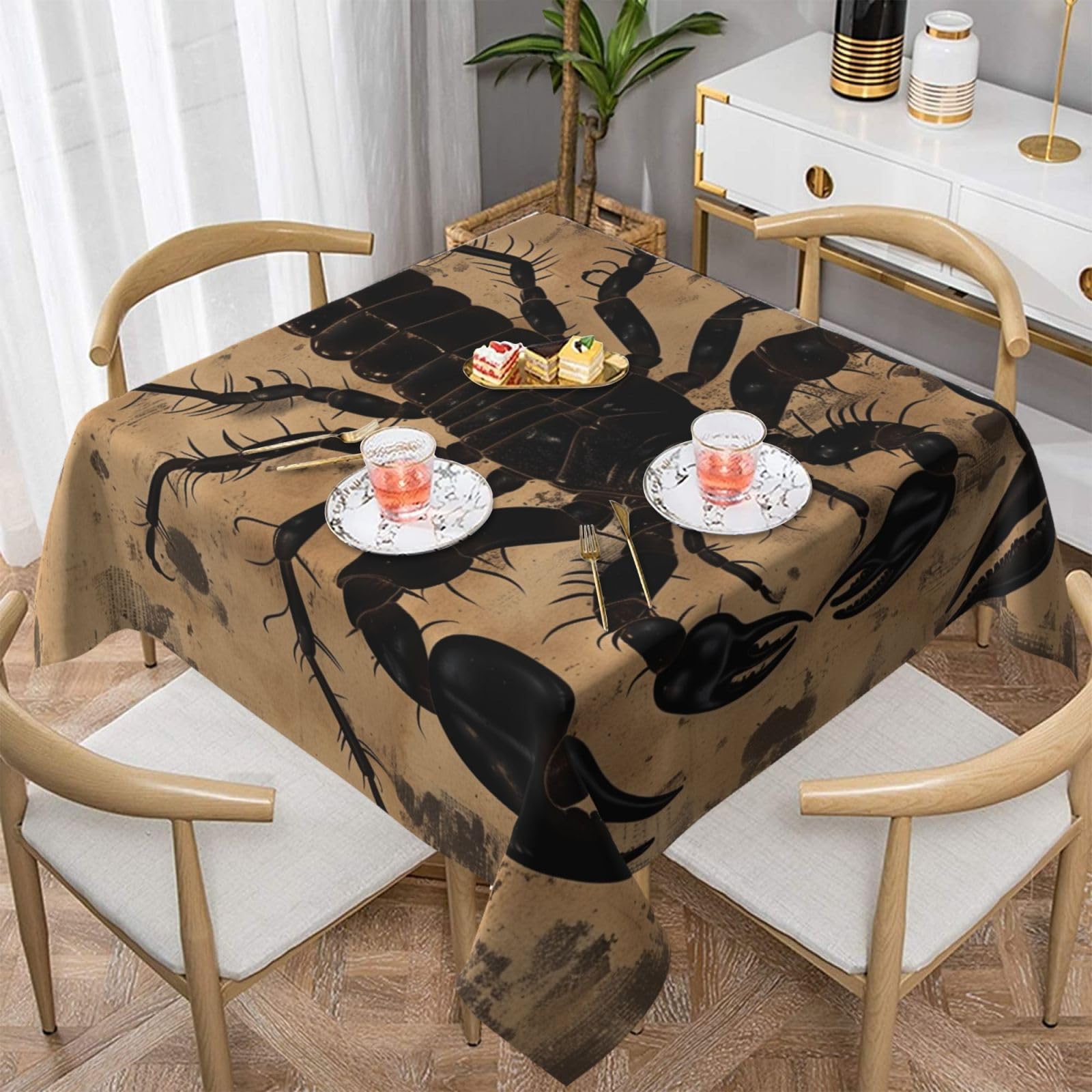 WPKJU Scorpion Printed Square Tablecloth 54x54 inch Water Resistant Table Cover Washable Rectangle Table Cloth for Dining Tables