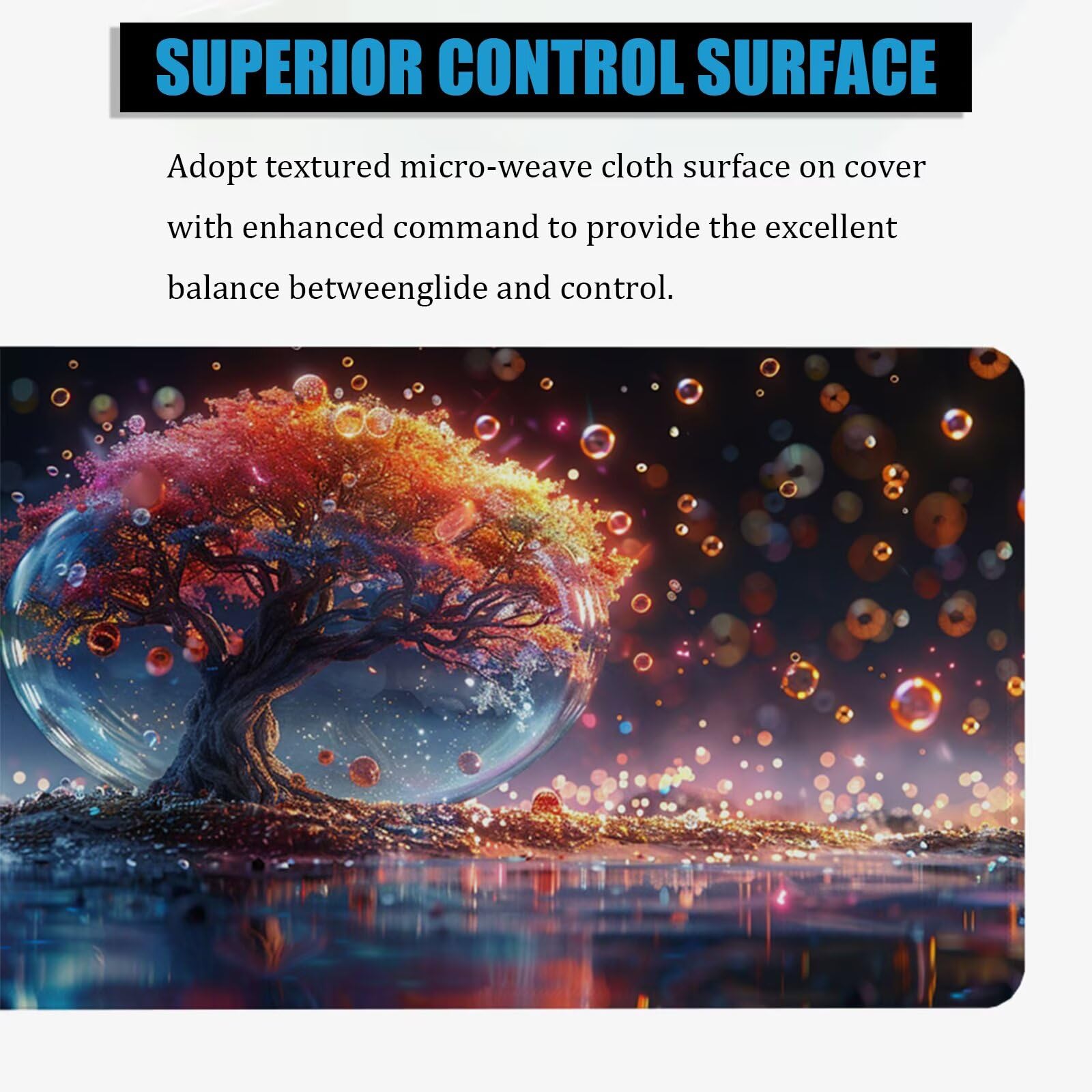 XXL Tappetino Mouse 1500x800 mm Gaming Sfera Di Cristallo Sottomano Scrivania Ufficio, Albero Mousepad Antiscivolo con Base Stabile, Tappeto per Mouse e Tastiera, Accessori Scrivania Gaming H0-1041