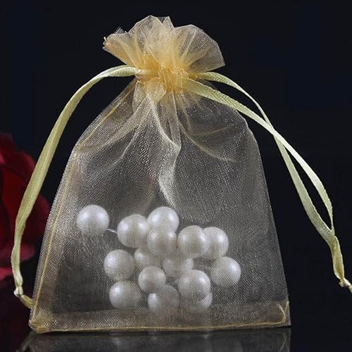 Vista 65 de 100 Pcs Gift Organza Bags 5x7 Inch Gold Drawstrings Sheer Fabric Pouch for Jewelry Baby Shower Christmas Party Favors Wedding Kids Men Teenage