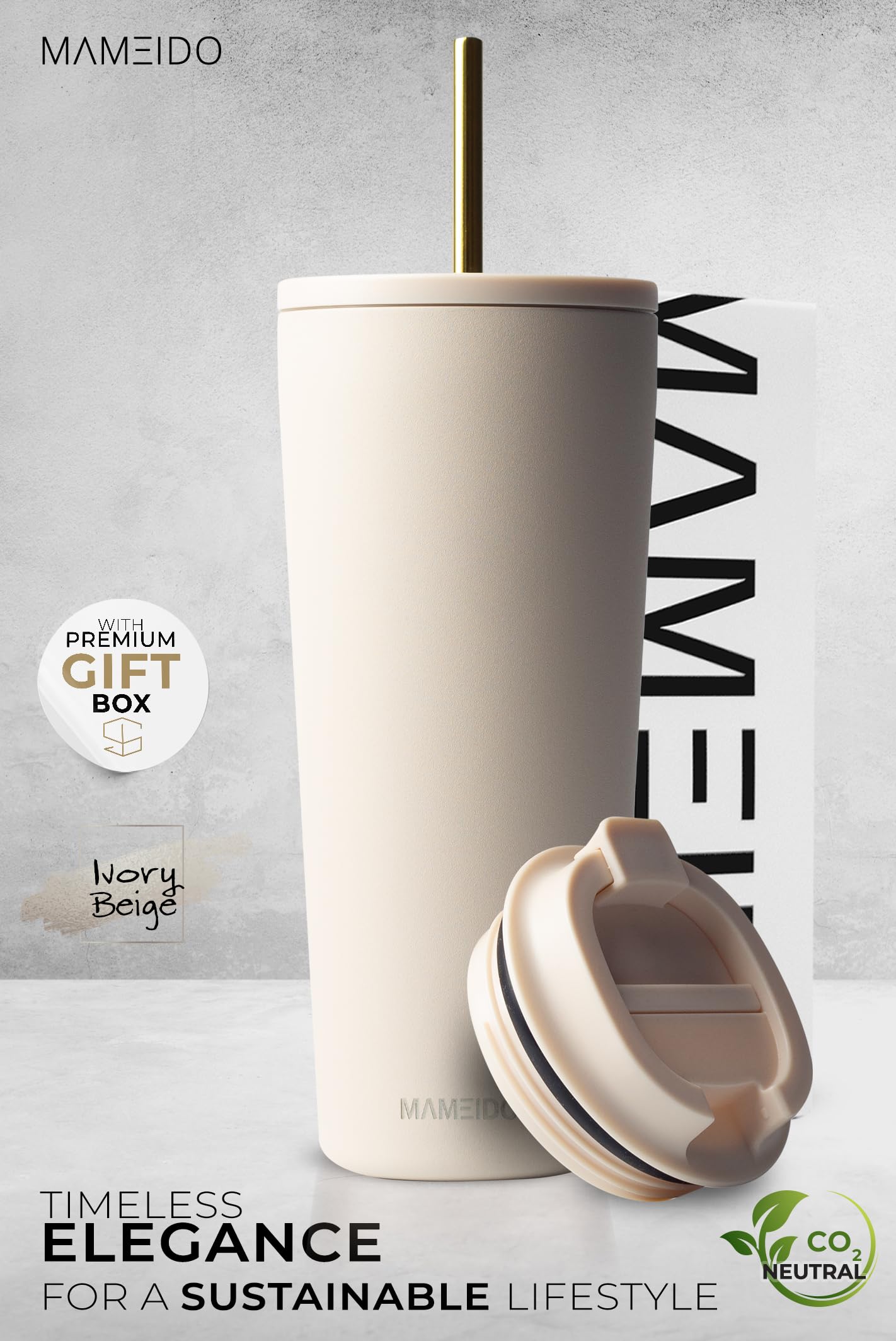 MAMEIDO Insulated Coffee Cup, Tumbler with Straw and Lid 700 ml, Leakproof Travel Mug BPA-Free - Image 2