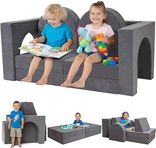 10 Pcs Modular Kids Play Couch, Multifunctional Foam Kids Couch for Playroom, Convertible Sectional