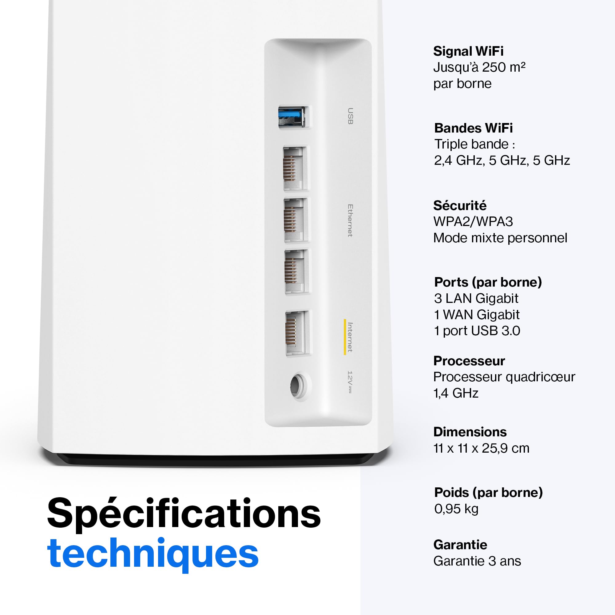 Linksys Système WiFi 6 Mesh triple bande Velop MX12600 (AX4200) (routeur WLAN, jusqu'à 830 m2, pour plus de 120 appareils, pack de 3, blanc)