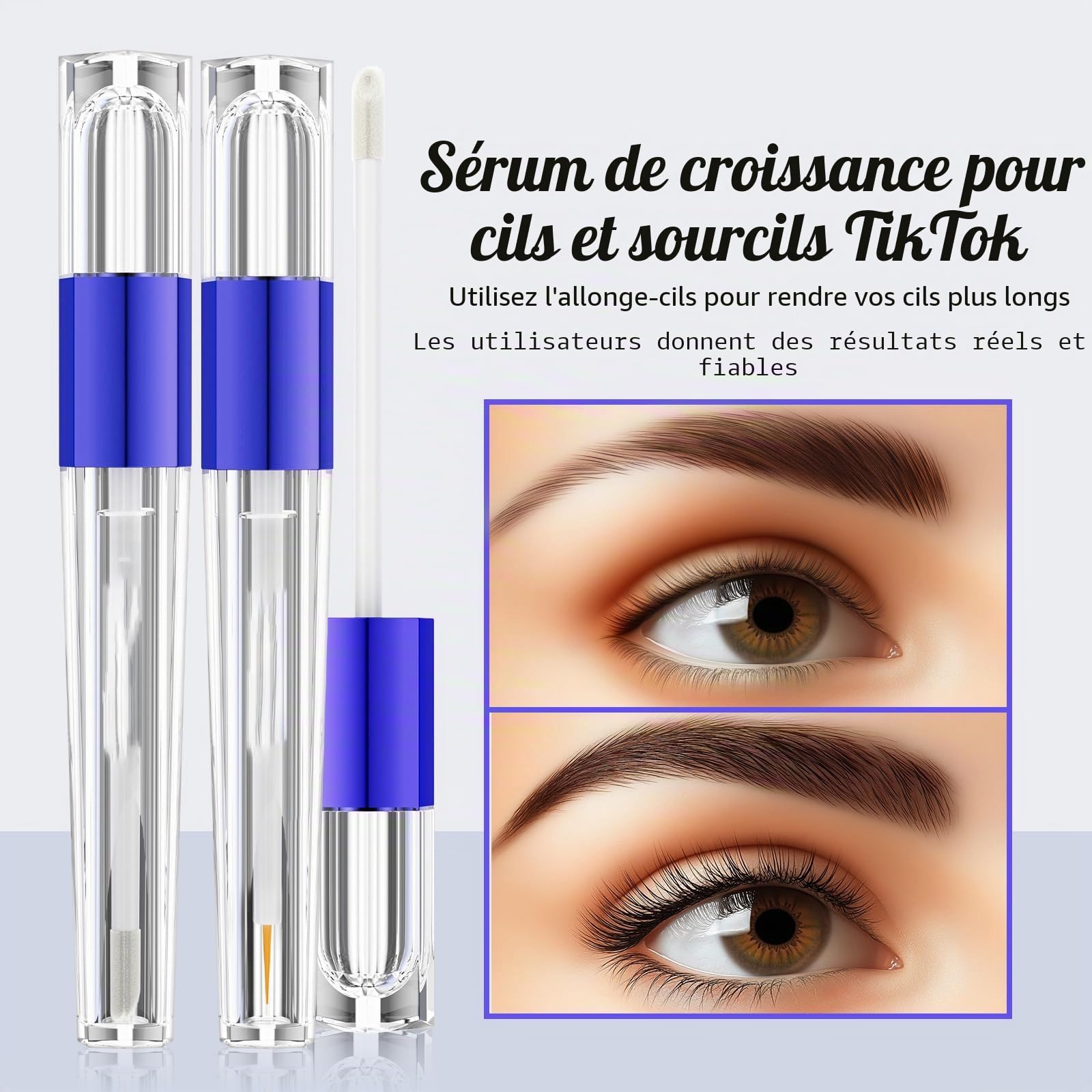3ml Sérum Cils Croissance + 3ml Sérum Croissance pour Sourcils, SerumPousse, Facile à Appliquer, Fournis & Longs & épais, Hydratant et Soin Nourrissant, Idéal pour un Soin Quotidien