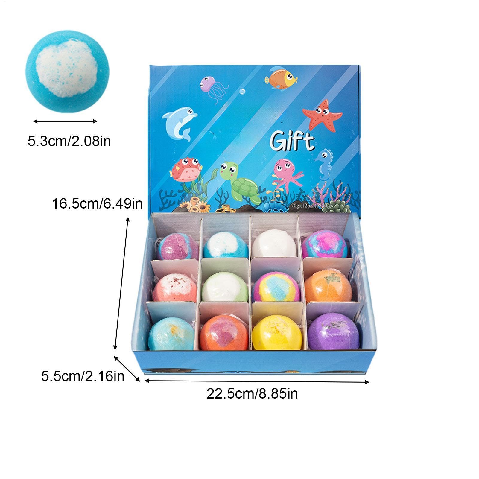 Set De Regalo Bombas De Baño Niños, 12 Piezas Bombas De Baño Artesanales Con Juguetes Animales En Su Interior, Bomba Baños Efervescentes Naturales, Bolas Sales Baños Efervescentes Para Niñas, Niños(A)