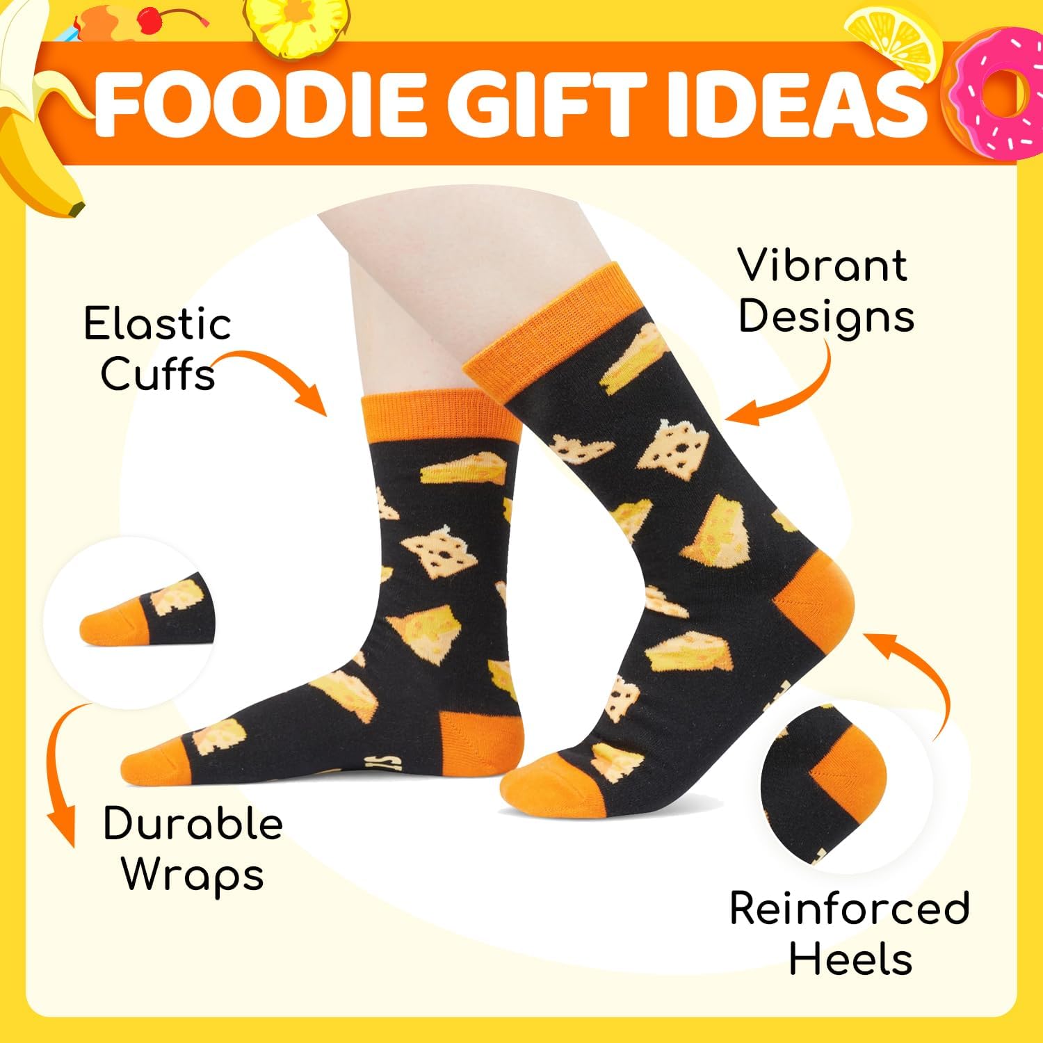 HAPPYPOP Graduation Gifts for Him Her - Funny Pickle&Cheese Socks, Food Lover Gifts - Image 3