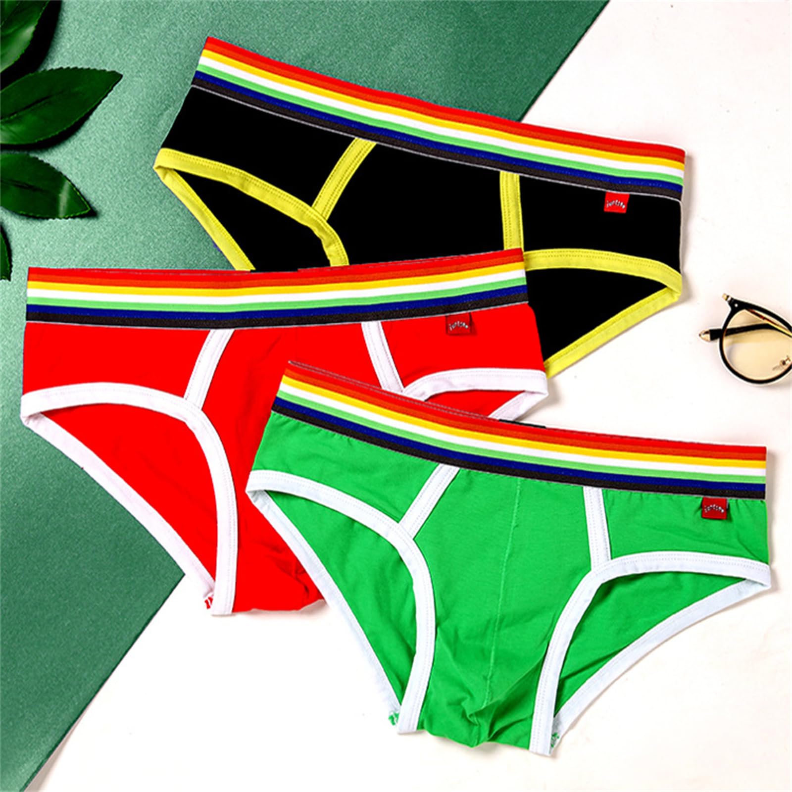 Slip Uomo 3 Pacchetti Arcobaleno Biancheria Intima Maschile Cotone Traspirante per Uomini da Uomo alla Moda Biancheria Intima