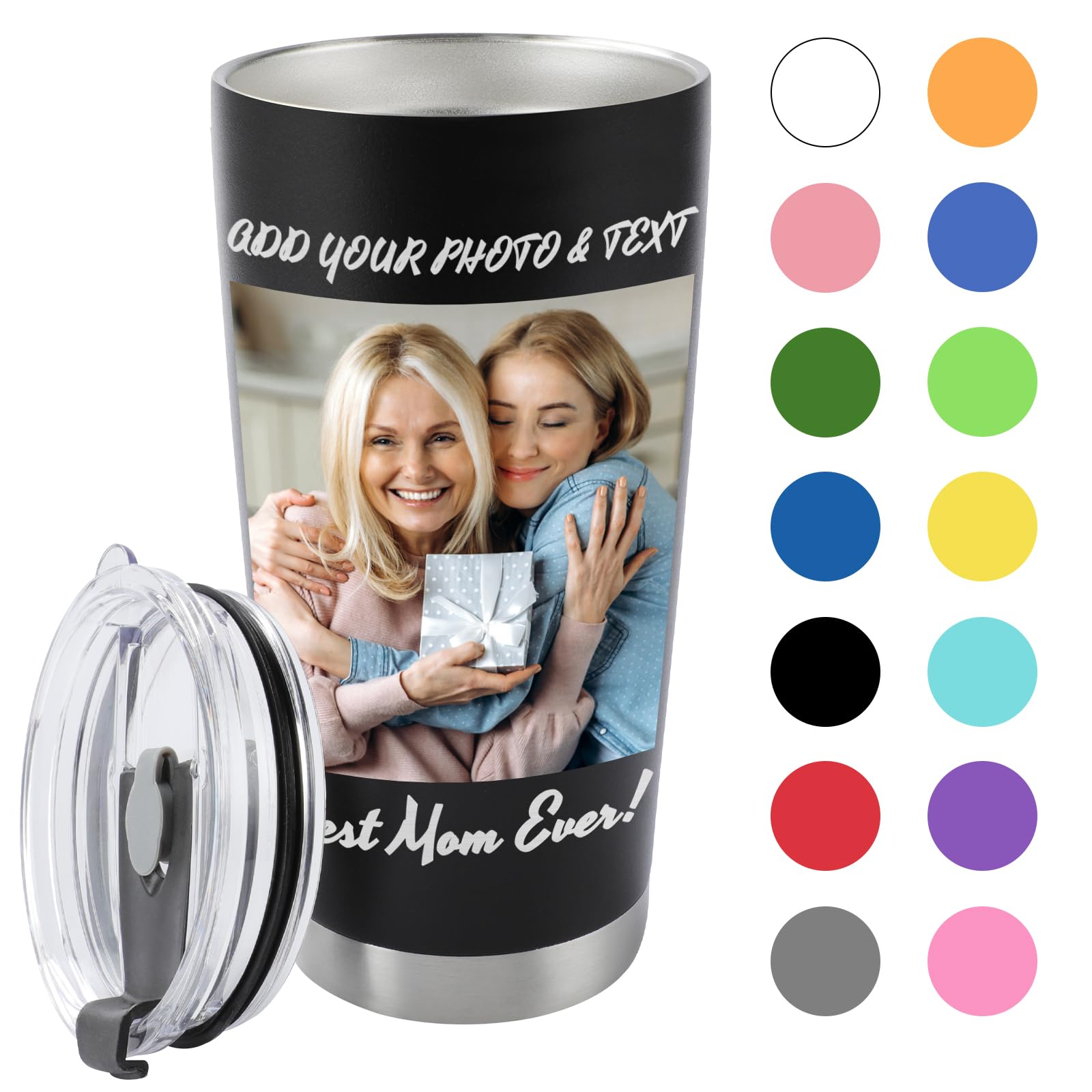 Personalized Coffee Tumbler with Picture Text - Personalized Travel Coffee Mug - Custom 20oz Stainless Steel Tumbler Cup