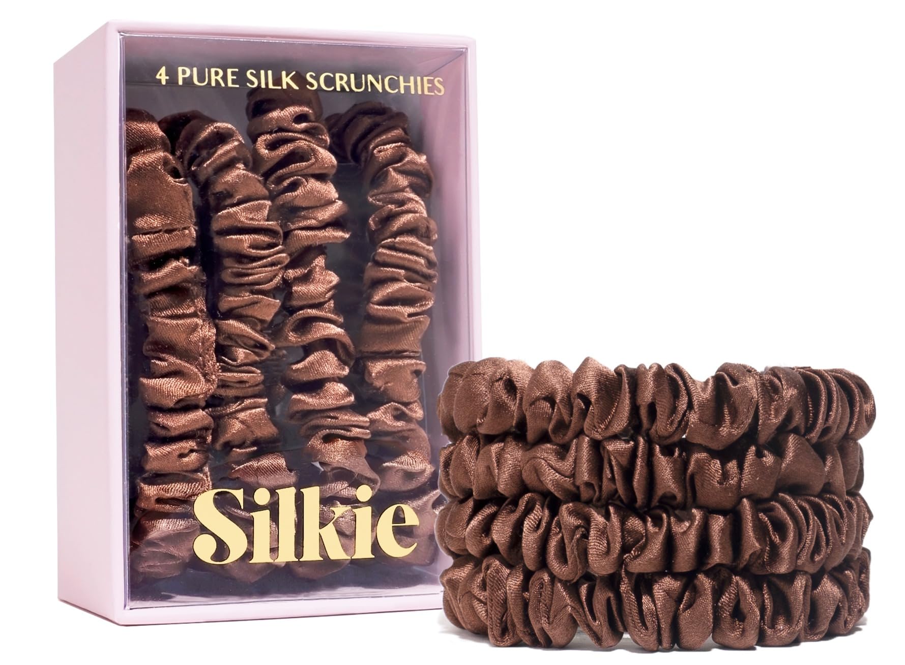 Amazon.com : SILKIE x4 Set 100% Pure Mulberry Silk Brown  display picture 3