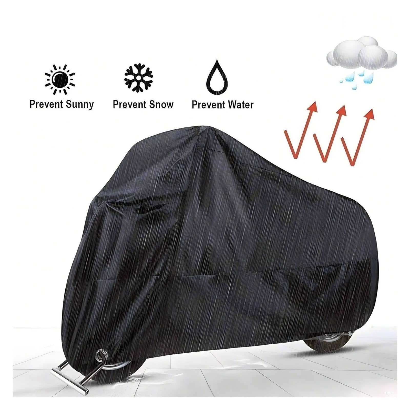 Motorradplane mit Schlossloch Für 2024 Motorrad Mantel Schwarz Abdeckung Regenzeit wasserdichte 190T Polyester Elektroauto