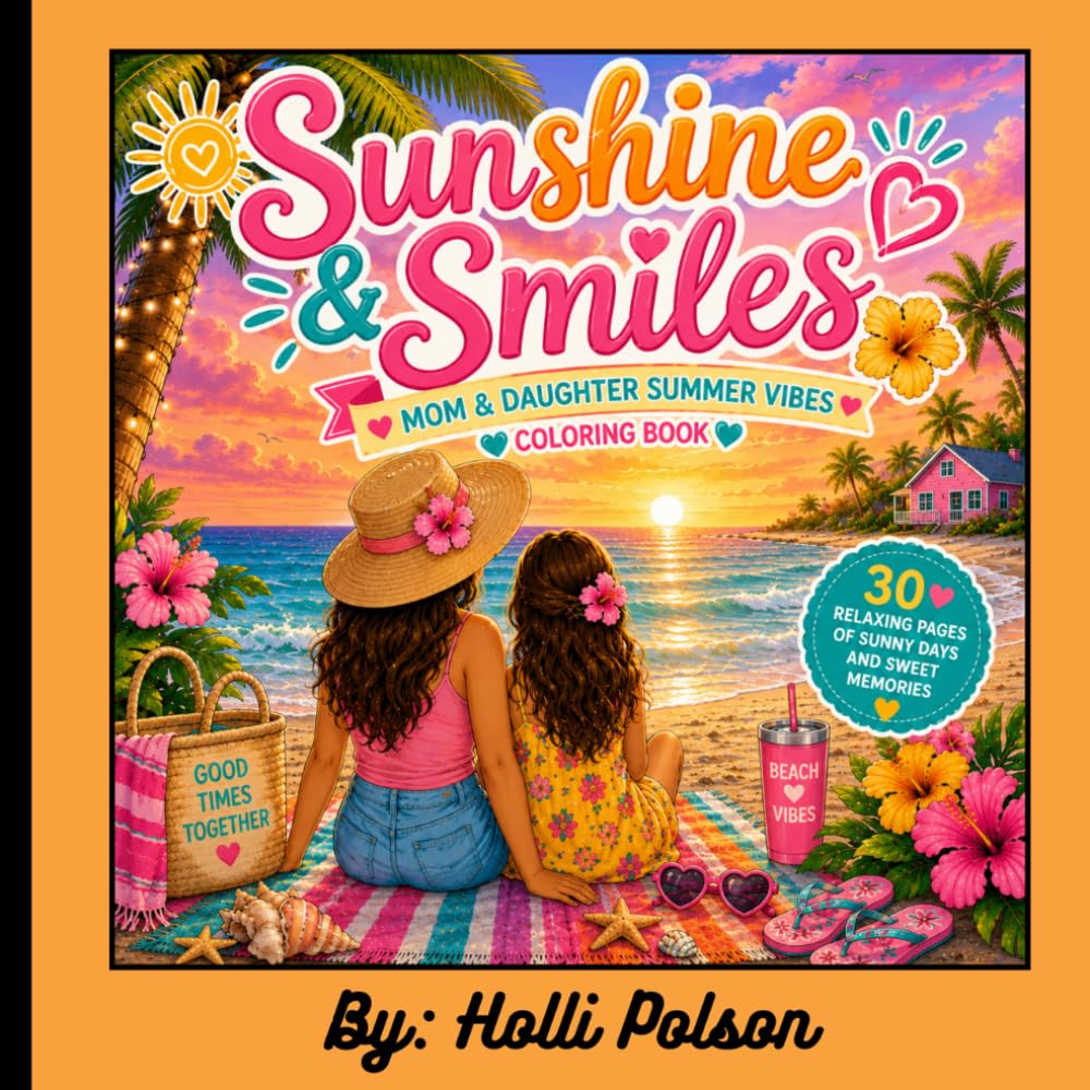 Sunshine & Smiles: 30 Relaxing Coloring Pages of Beach Days, Sunshine Adventures, Ocean Fun, Tropical Memories, and Heartwarming Mom & Daughter Moments for Girls Ages 8–15