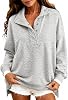 Sudadera con cuello alto para mujer, holgada, casual, con botones tipo Henley 7
