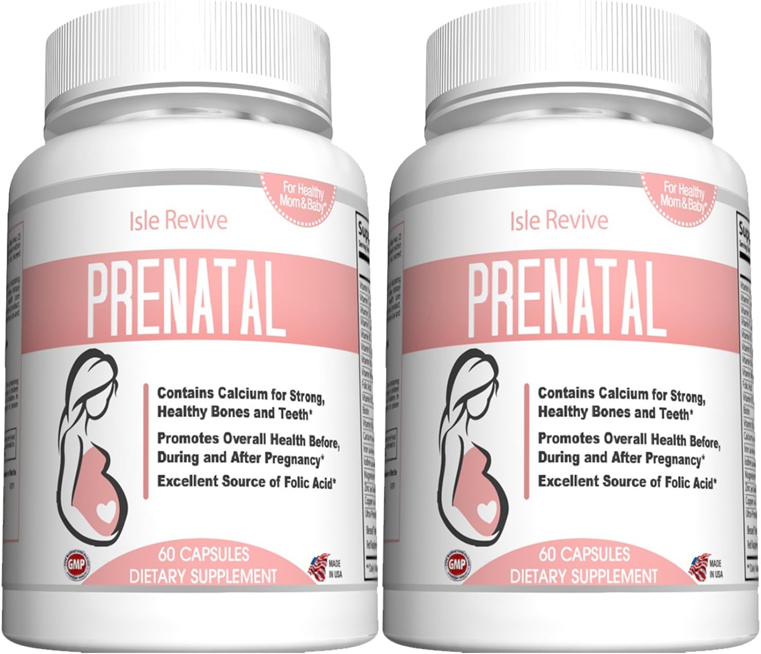 Prenatal Vitamins All Natural Multivitamin - Folic Acid Biotin Calcium Iron Vitamin B Zinc Fenugreek Boosts Energy Easy on Stomach for Breastfeeding Mothers and Pregnant Women 2 Bottles 60 Capsules