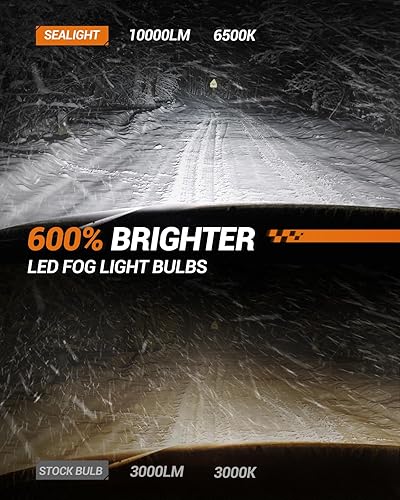 Miniatura 2 de SEALIGHT Bombillas LED antiniebla 9006HB4, 6000 K xenón blanco 9006, bombillas LED o DRL, 400% de brillo, tamaño halógeno 11, 90% de ahorro de