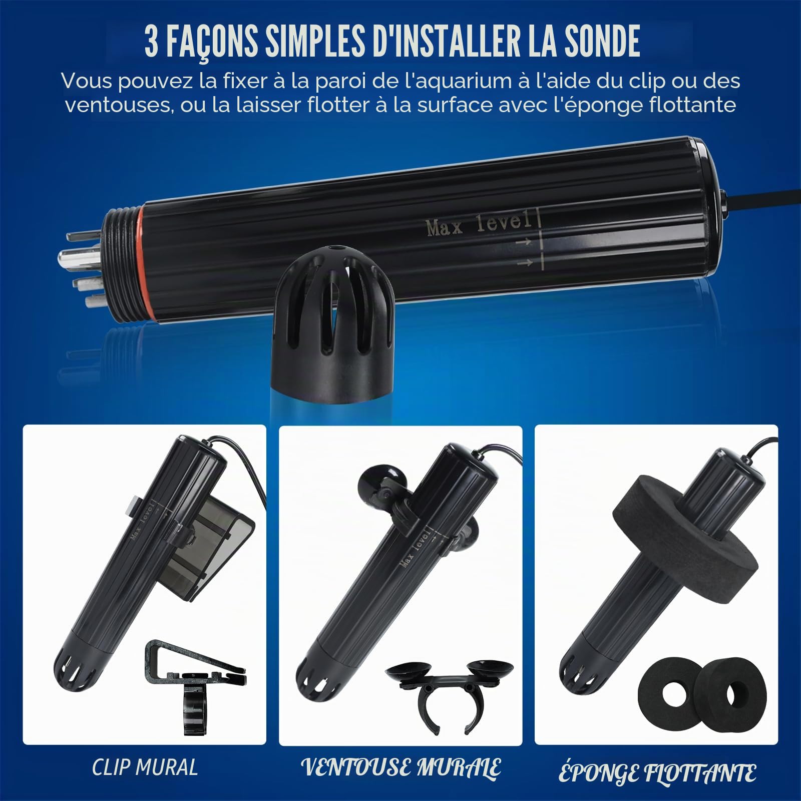 TEKCOPLUS Moniteur de qualité de l'eau WiFi sans fil 7 en 1 – pH/ORP/TDS/EC/salinité/SG/Temp, application Tuya, alertes en temps réel, affichage couleur ATC pour aquarium, eau douce et eau salée