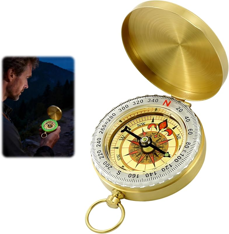 Waterproof Brass Survival Compass for Hiking & Camping