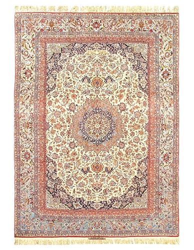 PASARGAD Ivory Fine Persian Isfahan Silk & Wool 7'2"x10'6"