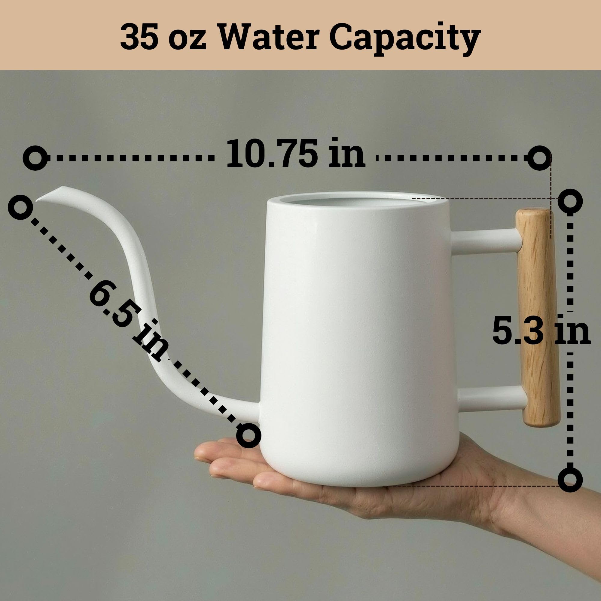 HB Design Co. Arrosoir d’intérieur avec Long Bec, 1 l, Blanc, pour Plantes d’intérieur, Adorable, de Petite Taille