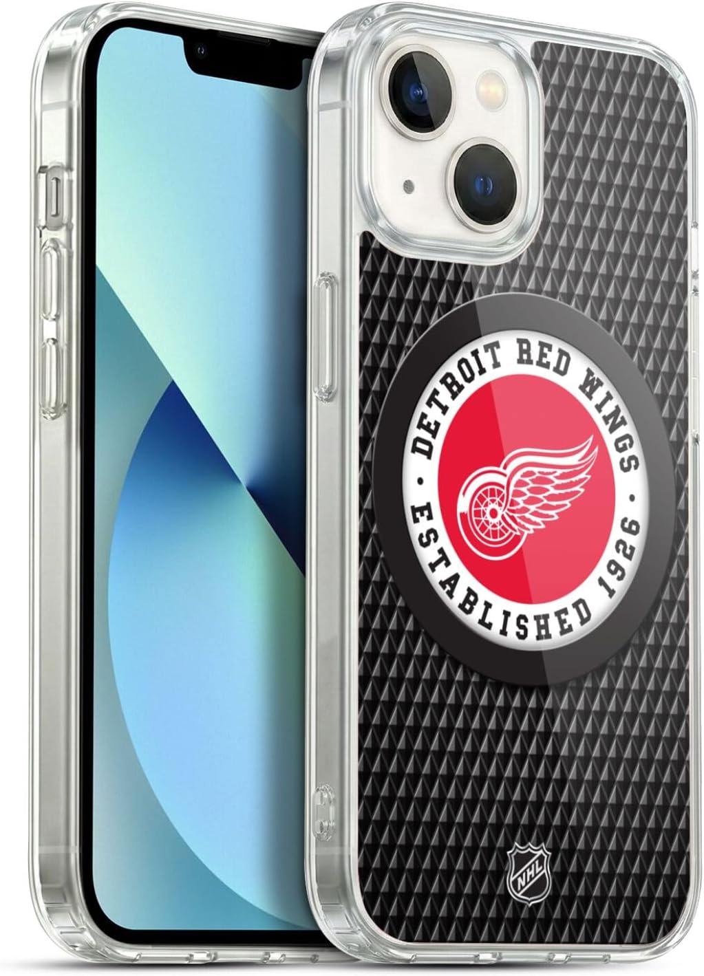 Head Case Designs Officially Licensed NHL Puck Texture Detroit Red Wings Gel Case [Military Grade Protection] Compatible with Apple iPhone 13