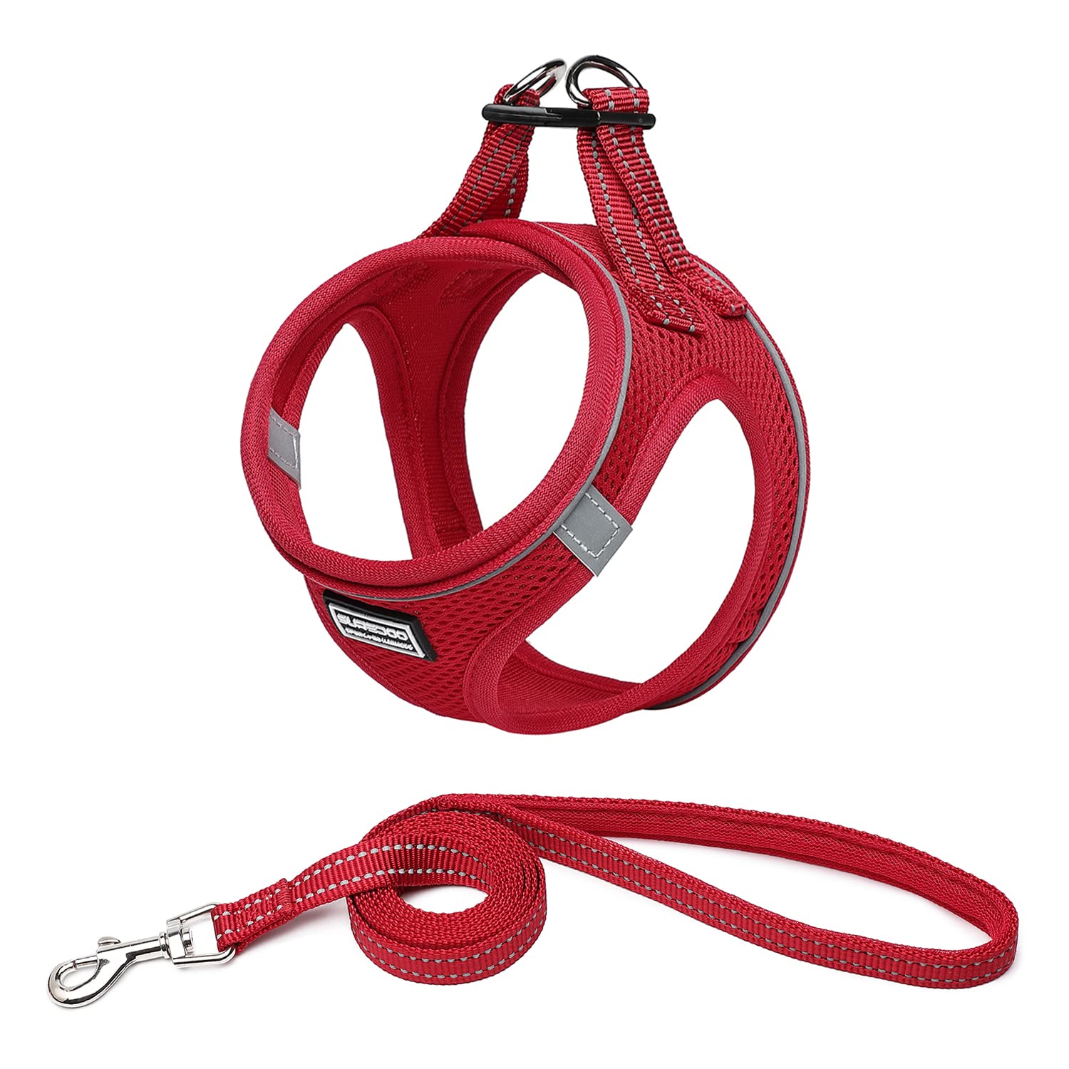 Suredoo Arnés Perro Pequeños Arnés Antitirones Reflectante Cómodo Transpirable Arneses Chaleco para Cachorros, Perros Pequeños y Gatos (XS, Rojo)