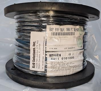 Belden 8451 Black Jacket 1 Pair 22 AWG Shielded Control Cable 1000 Ft